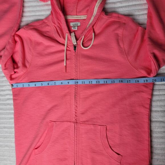 L.L.Bean Women’s Petite Small Hoodie Coral Pink Zip Up 100% Organic Cotton - Picture 5 of 10